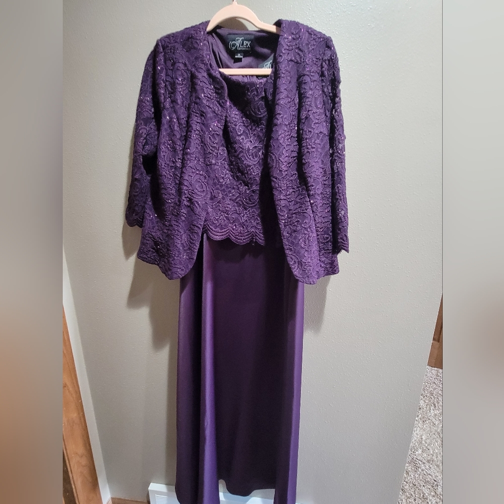 Alex Evenings Eggplant 2pc mother of bride/groom occasion dress